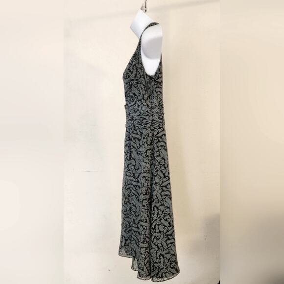 ANN TAYLOR Teal Brown Leaf Print Sleeveless Empire Waist Mini Dress Size 6 - Picture 8 of 12